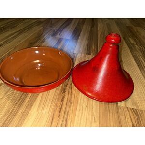 Ceramic Tangine Red Clay Cooking Moroccan‎ Cuisine